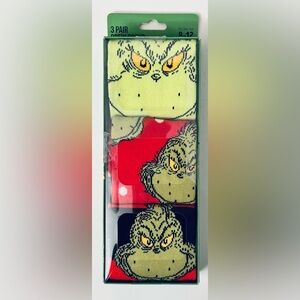 Bioworld 3-Pack Dr. Seuss The Grinch Themed Crew Socks Size 8-12